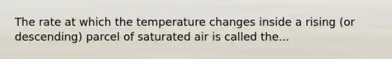 The rate at which the temperature changes inside a rising (or descending) parcel of saturated air is called the...