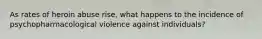 As rates of heroin abuse rise, what happens to the incidence of psychopharmacological violence against individuals?