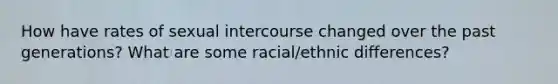 How have rates of sexual intercourse changed over the past generations? What are some racial/ethnic differences?