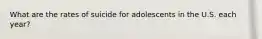 What are the rates of suicide for adolescents in the U.S. each year?