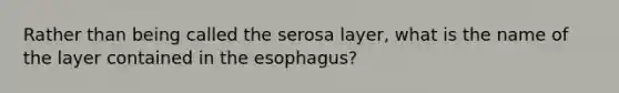 Rather than being called the serosa layer, what is the name of the layer contained in the esophagus?