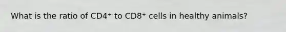 What is the ratio of CD4⁺ to CD8⁺ cells in healthy animals?