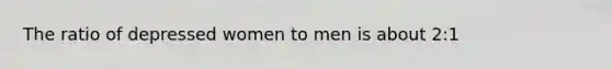 The ratio of depressed women to men is about 2:1