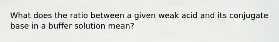 What does the ratio between a given weak acid and its conjugate base in a buffer solution mean?