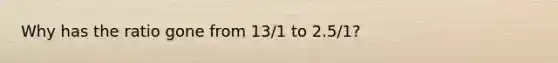 Why has the ratio gone from 13/1 to 2.5/1?