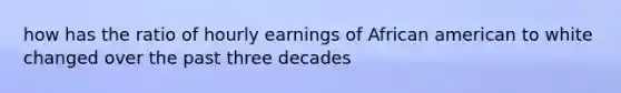 how has the ratio of hourly earnings of African american to white changed over the past three decades