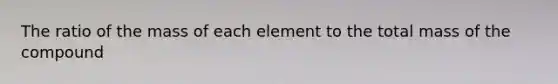 The ratio of the mass of each element to the total mass of the compound