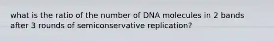 what is the ratio of the number of DNA molecules in 2 bands after 3 rounds of semiconservative replication?