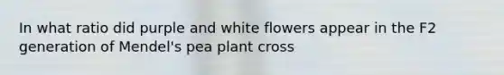 In what ratio did purple and white flowers appear in the F2 generation of Mendel's pea plant cross