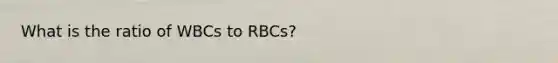 What is the ratio of WBCs to RBCs?