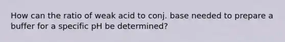 How can the ratio of weak acid to conj. base needed to prepare a buffer for a specific pH be determined?