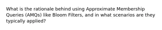 What is the rationale behind using Approximate Membership Queries (AMQs) like Bloom Filters, and in what scenarios are they typically applied?