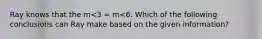 Ray knows that the m<3 = m<6. Which of the following conclusions can Ray make based on the given information?