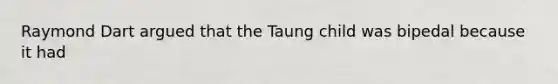 Raymond Dart argued that the Taung child was bipedal because it had