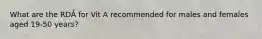 What are the RDA for Vit A recommended for males and females aged 19-50 years?