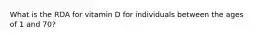 What is the RDA for vitamin D for individuals between the ages of 1 and 70?