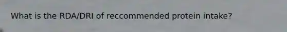 What is the RDA/DRI of reccommended protein intake?