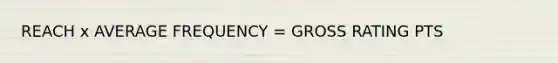 REACH x AVERAGE FREQUENCY = GROSS RATING PTS