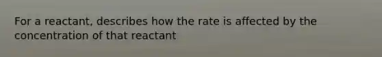 For a reactant, describes how the rate is affected by the concentration of that reactant