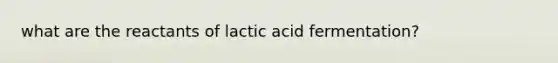 what are the reactants of lactic acid fermentation?