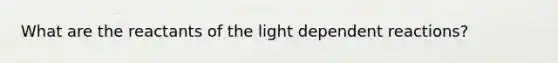 What are the reactants of the light dependent reactions?