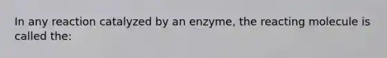 In any reaction catalyzed by an enzyme, the reacting molecule is called the: