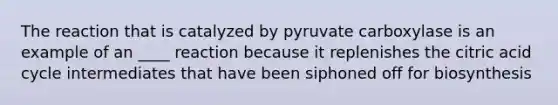 The reaction that is catalyzed by pyruvate carboxylase is an example of an ____ reaction because it replenishes the citric acid cycle intermediates that have been siphoned off for biosynthesis