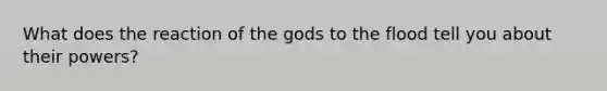 What does the reaction of the gods to the flood tell you about their powers?