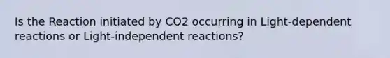 Is the Reaction initiated by CO2 occurring in Light-dependent reactions or Light-independent reactions?