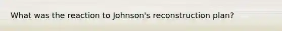 What was the reaction to Johnson's reconstruction plan?