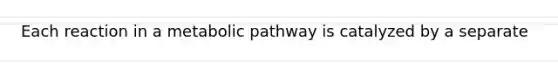 Each reaction in a metabolic pathway is catalyzed by a separate