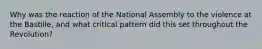 Why was the reaction of the National Assembly to the violence at the Bastille, and what critical pattern did this set throughout the Revolution?