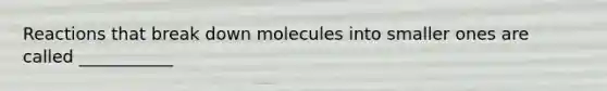 Reactions that break down molecules into smaller ones are called ___________