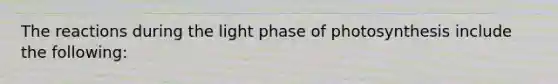 The reactions during the light phase of photosynthesis include the following: