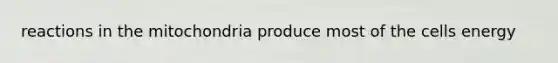 reactions in the mitochondria produce most of the cells energy