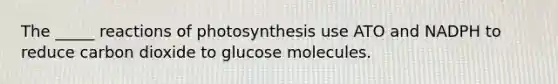 The _____ reactions of photosynthesis use ATO and NADPH to reduce carbon dioxide to glucose molecules.