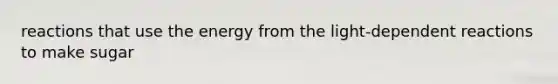 reactions that use the energy from the light-dependent reactions to make sugar