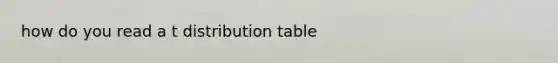 how do you read a t distribution table