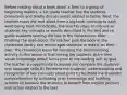 Before reading aloud a book about a farm to a group of beginning readers, a 1st grade teacher has the students brainstorm and briefly discuss words related to farms. Next, the teacher reads the text aloud from a big book, pointing to each word being read. Periodically, the teacher stops to discuss w/ students key concepts or events described in the text and to guide students relating the text to the illustrations. After finishing the read-aloud, the teacher puts the book in the classroom library and encourages students to read it on their own. The theoretical basis for including the brainstorming activity in this lesson is that having the students share their vocab knowledge about farms prior to the reading will: A) give the teacher an opportunity to assess and compare the students' oral language skills B) Reinforce the students' understanding and recognition of key concepts about print C) facilitate the students' comprehension by activating prior knowledge and building schema D) prepare the students to benefit from explicit phonics instruction related to the text