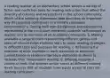 A reading teacher at an elementary school selects a variety of fiction and nonfiction texts for reading instruction that reflect the diversity of cultures and perspectives in the school community. Which of the following statements best describes an important way this practice contributes to a literate classroom environment? a. Seeing their own background and experiences represented in the curriculum enhances students' self-concept as readers and as members of an academic community. b. Making available a range of texts representing different genres and areas of interest helps students learn to adapt reading strategies to different texts and purposes for reading. c. Refreshing the selection of texts available in each classroom to represent current trends in children's literature motivates students to increase their independent reading. d. Offering students a variety of texts that address similar topics at different reading levels ensures that all students have equal access to the core reading curriculum.