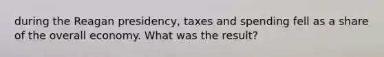 during the Reagan presidency, taxes and spending fell as a share of the overall economy. What was the result?