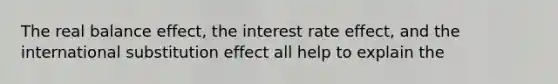 The real balance effect, the interest rate effect, and the international substitution effect all help to explain the