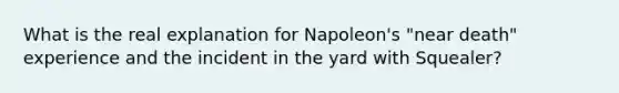 What is the real explanation for Napoleon's "near death" experience and the incident in the yard with Squealer?