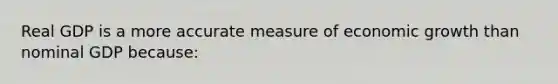 Real GDP is a more accurate measure of economic growth than nominal GDP because: