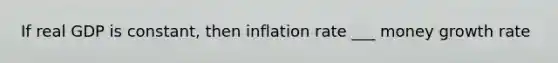 If real GDP is constant, then inflation rate ___ money growth rate