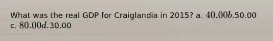 What was the real GDP for Craiglandia in 2015? a. 40.00 b.50.00 c. 80.00 d.30.00