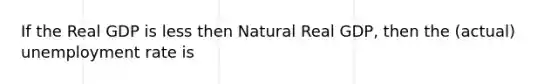 If the Real GDP is less then Natural Real GDP, then the (actual) unemployment rate is