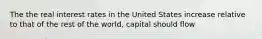 The the real interest rates in the United States increase relative to that of the rest of the world, capital should flow