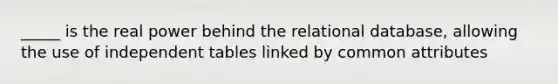 _____ is the real power behind the relational database, allowing the use of independent tables linked by common attributes