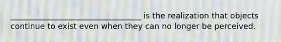 _________________________________ is the realization that objects continue to exist even when they can no longer be perceived.